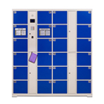 武汉电子存包柜24门蓝色，武汉电子储物柜由12门主辅柜组合